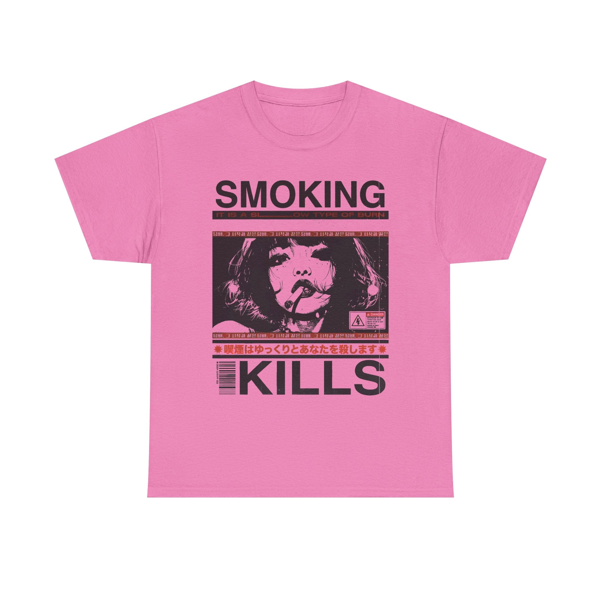 Smoking Kills Retro Manga Style Graphic T-Shirt, Cotton Tee