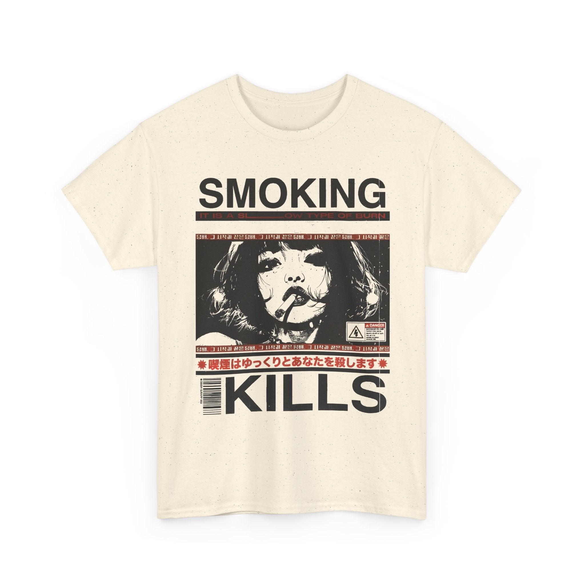 Smoking Kills Retro Manga Style Graphic T-Shirt, Cotton Tee