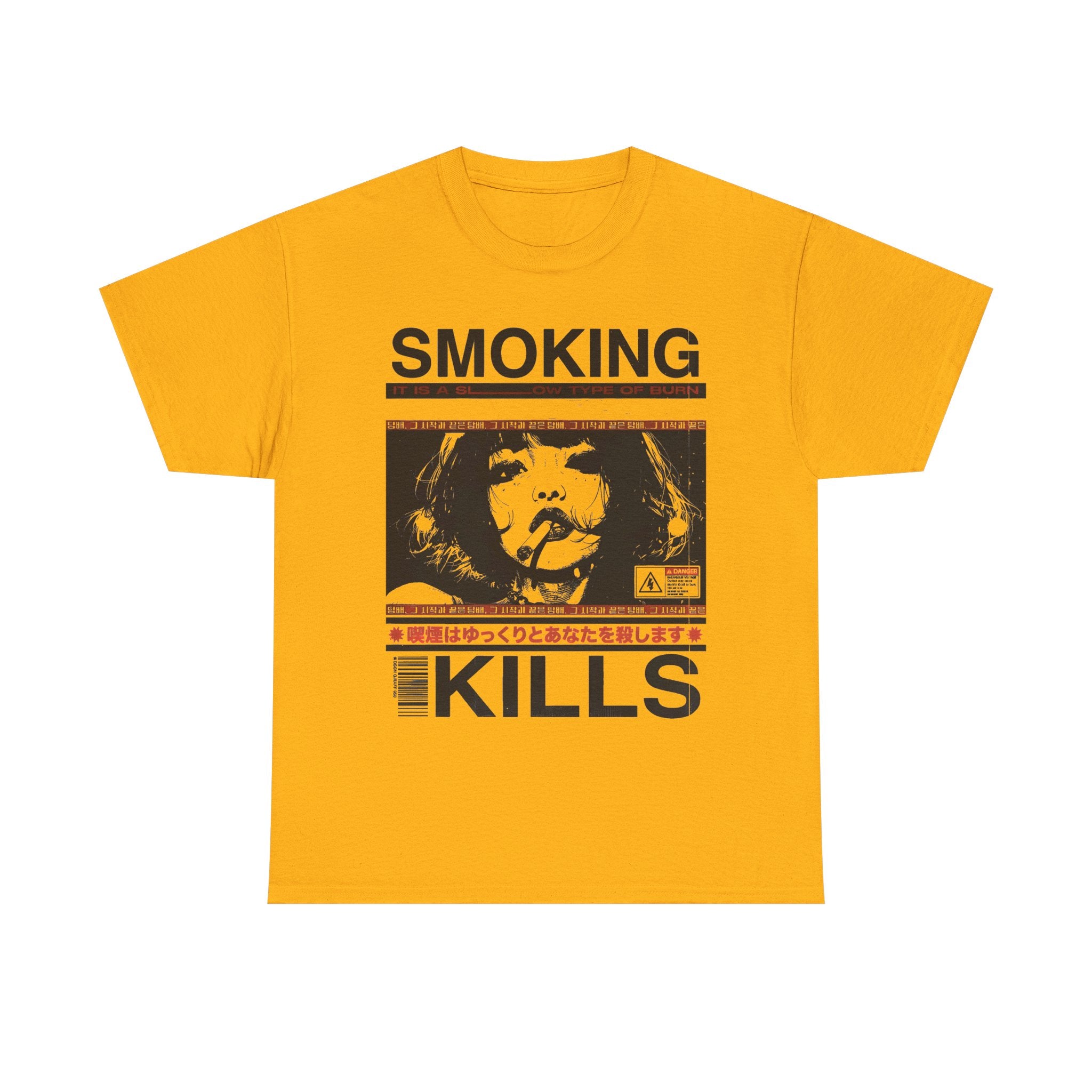 Smoking Kills Retro Manga Style Graphic T-Shirt, Cotton Tee
