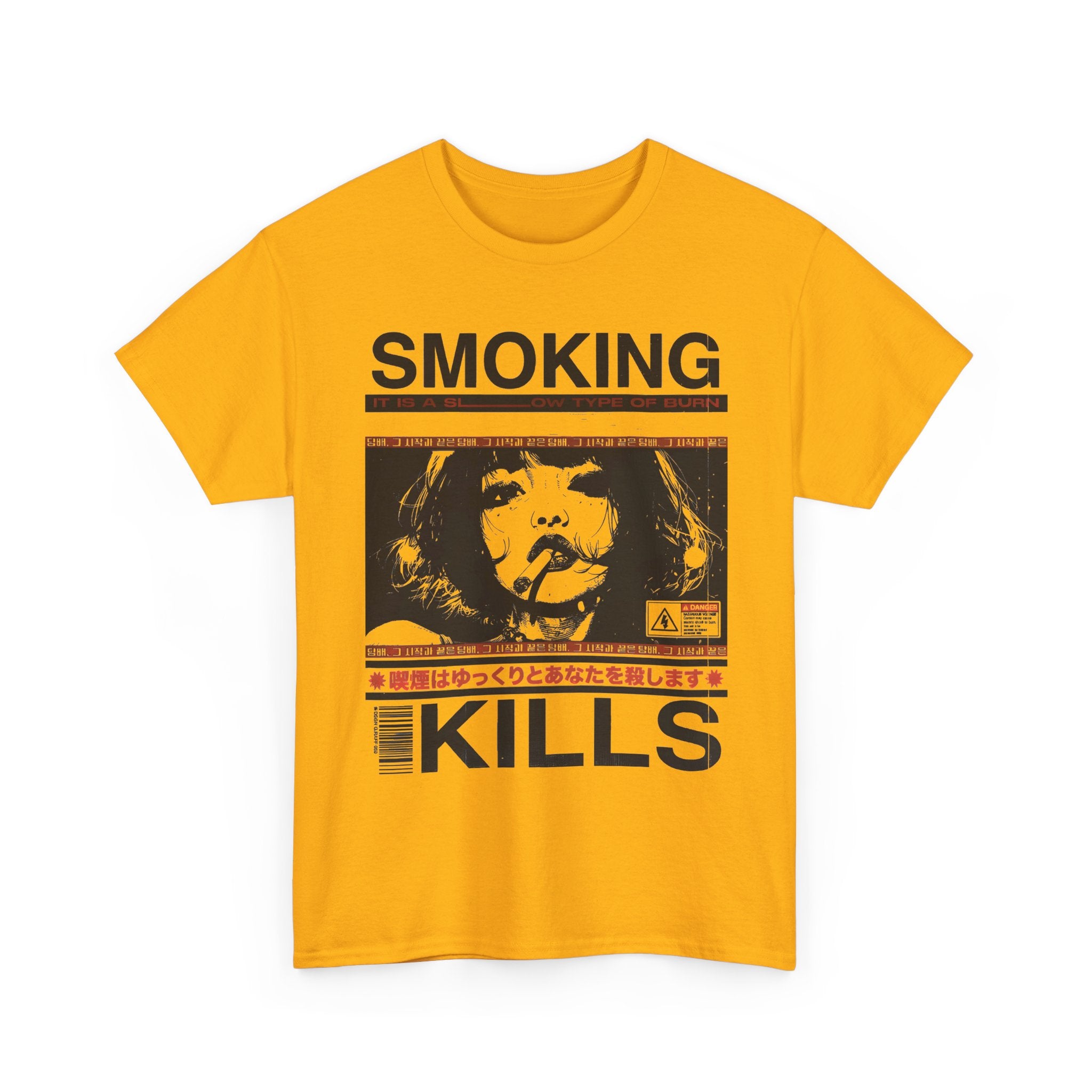 Smoking Kills Retro Manga Style Graphic T-Shirt, Cotton Tee