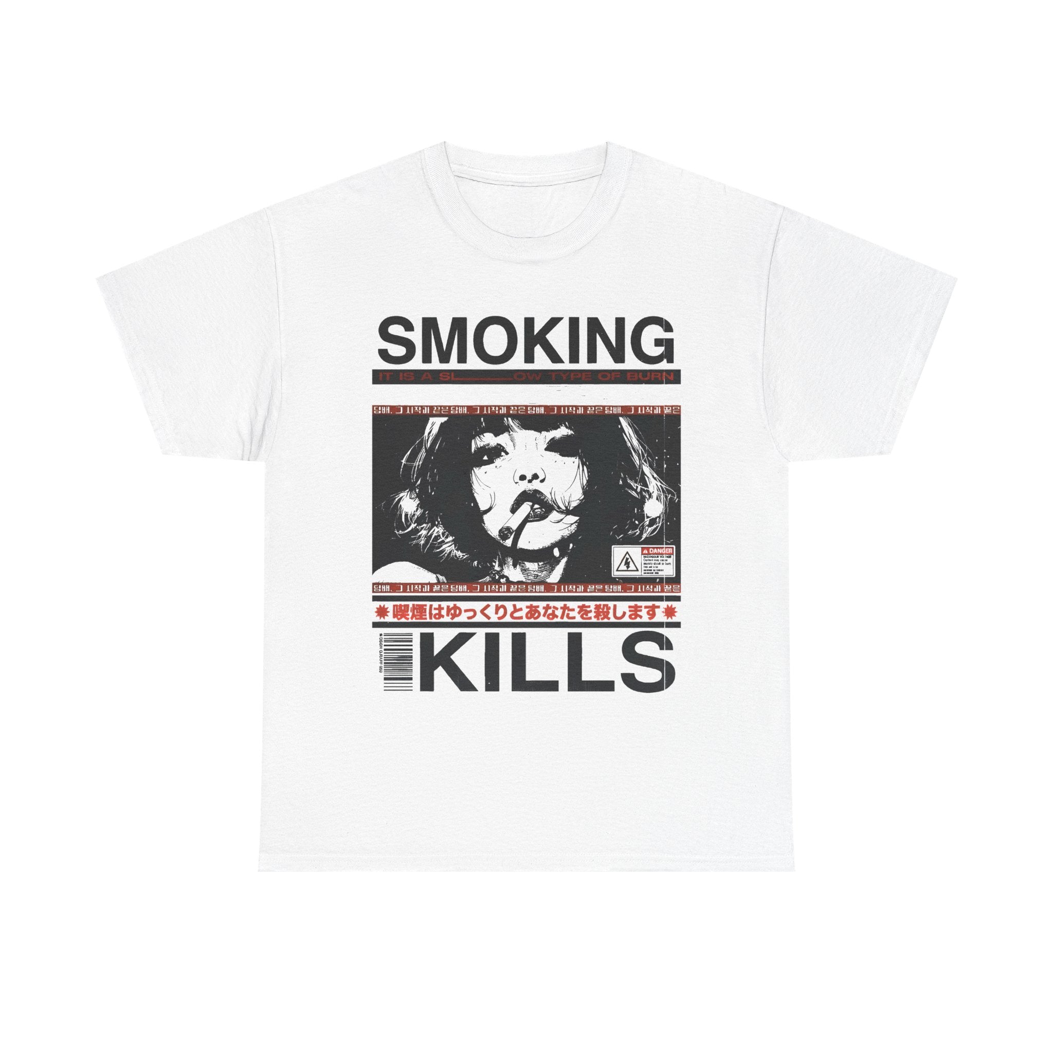 Smoking Kills Retro Manga Style Graphic T-Shirt, Cotton Tee