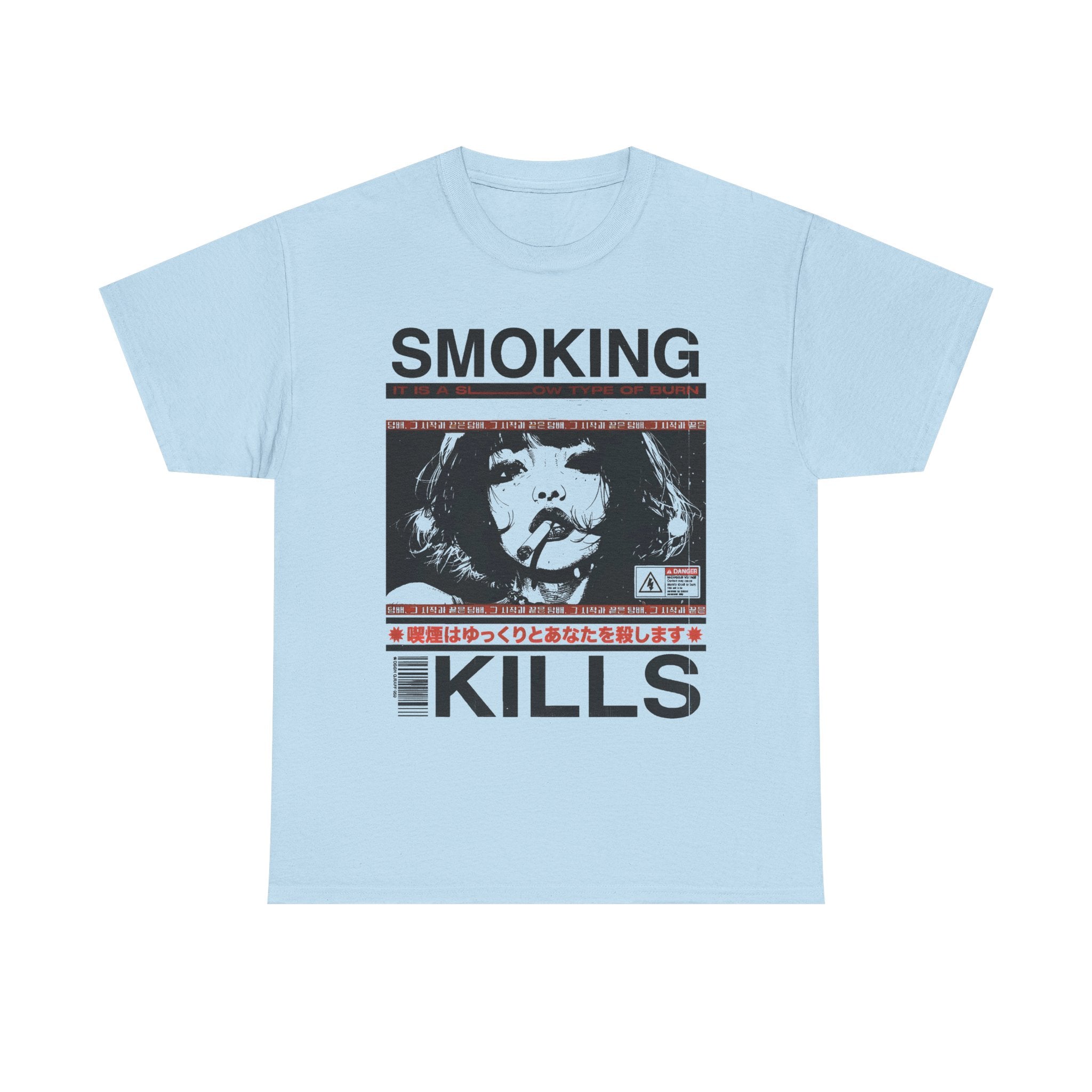 Smoking Kills Retro Manga Style Graphic T-Shirt, Cotton Tee