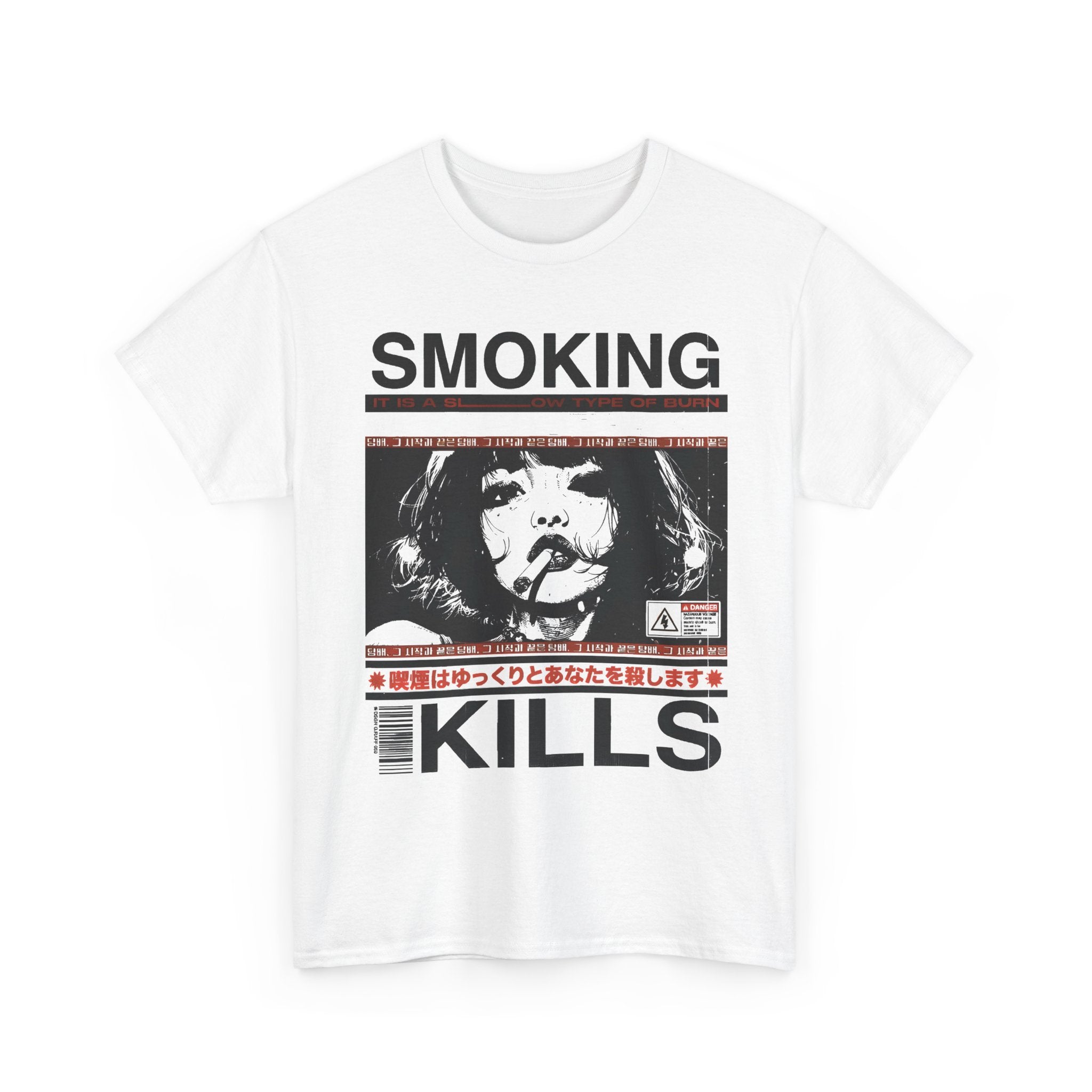Smoking Kills Retro Manga Style Graphic T-Shirt, Cotton Tee