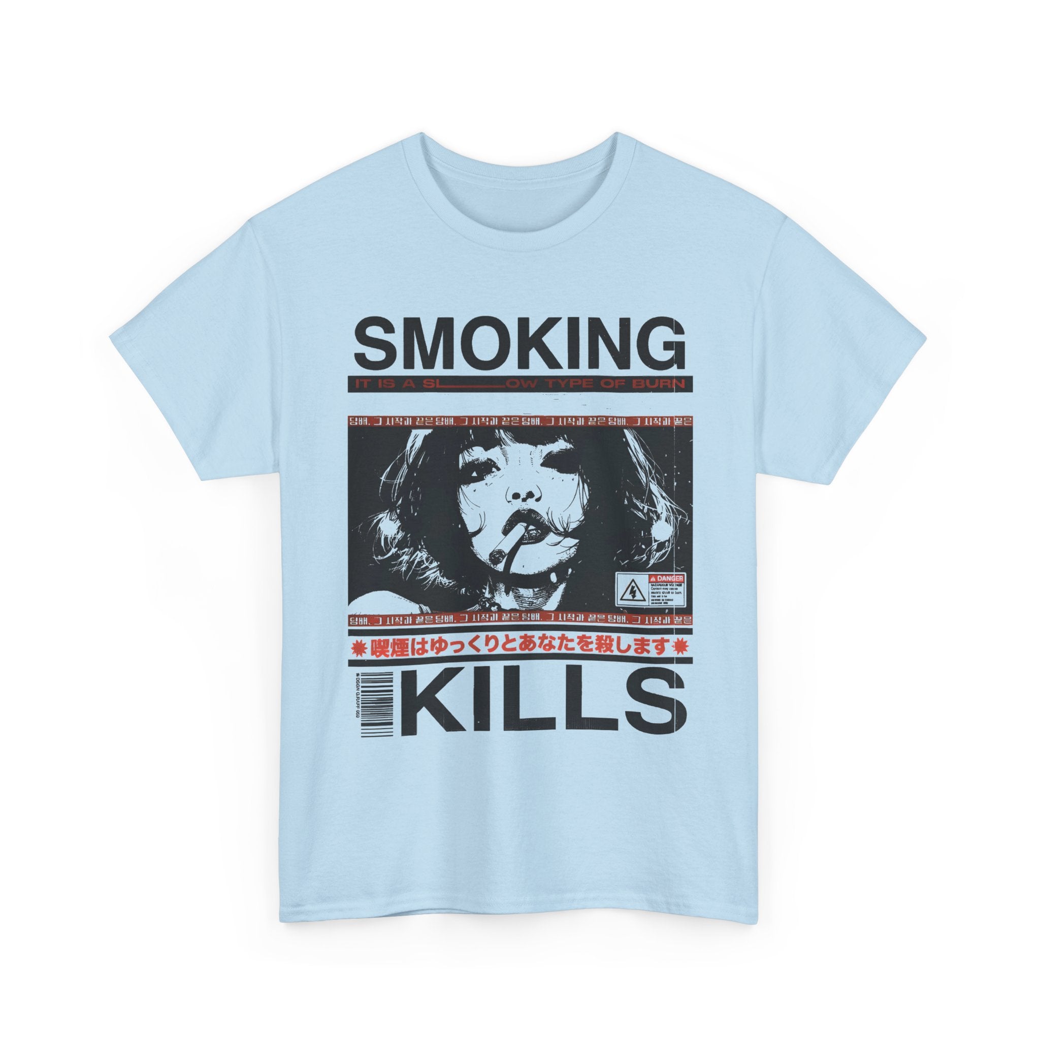 Smoking Kills Retro Manga Style Graphic T-Shirt, Cotton Tee