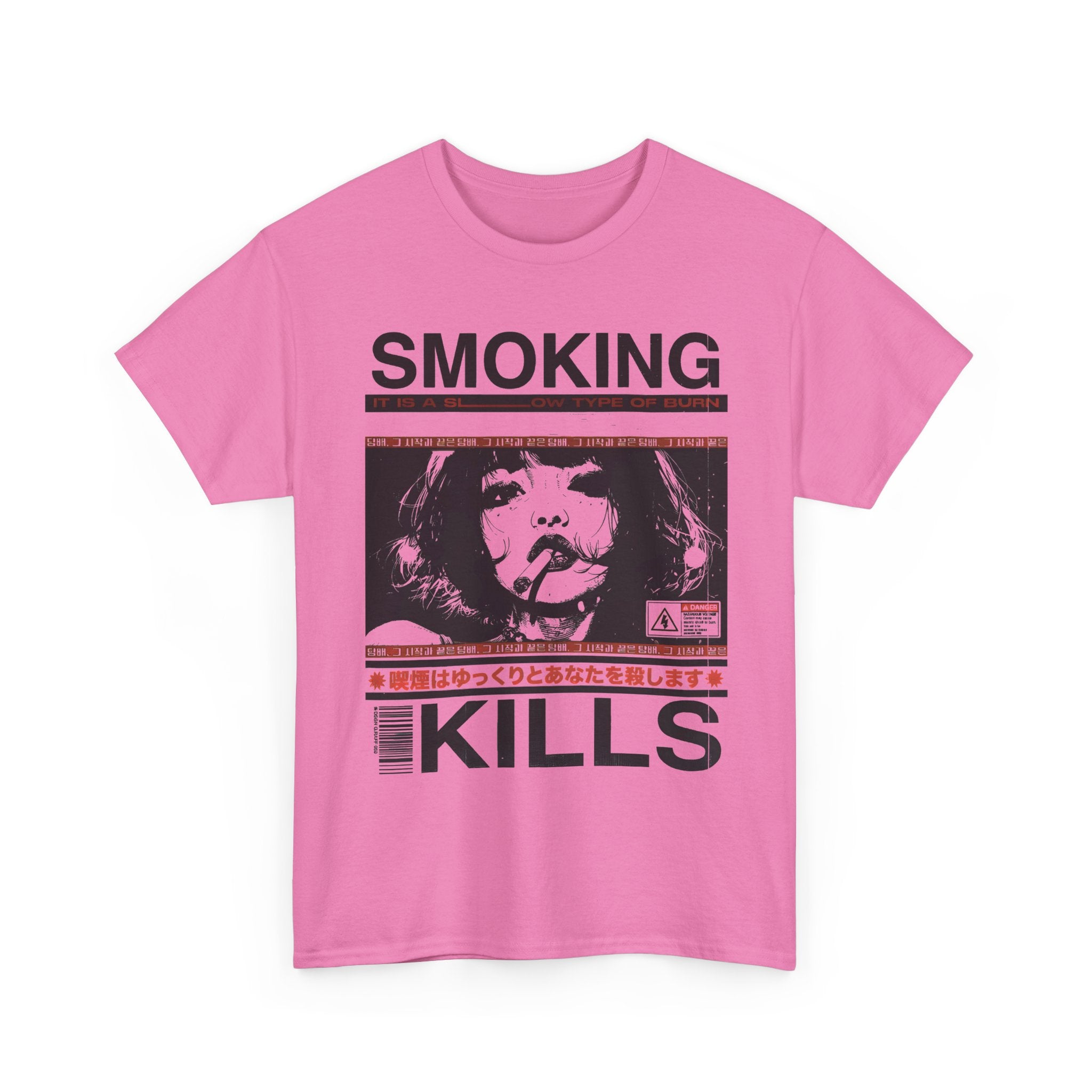 Smoking Kills Retro Manga Style Graphic T-Shirt, Cotton Tee