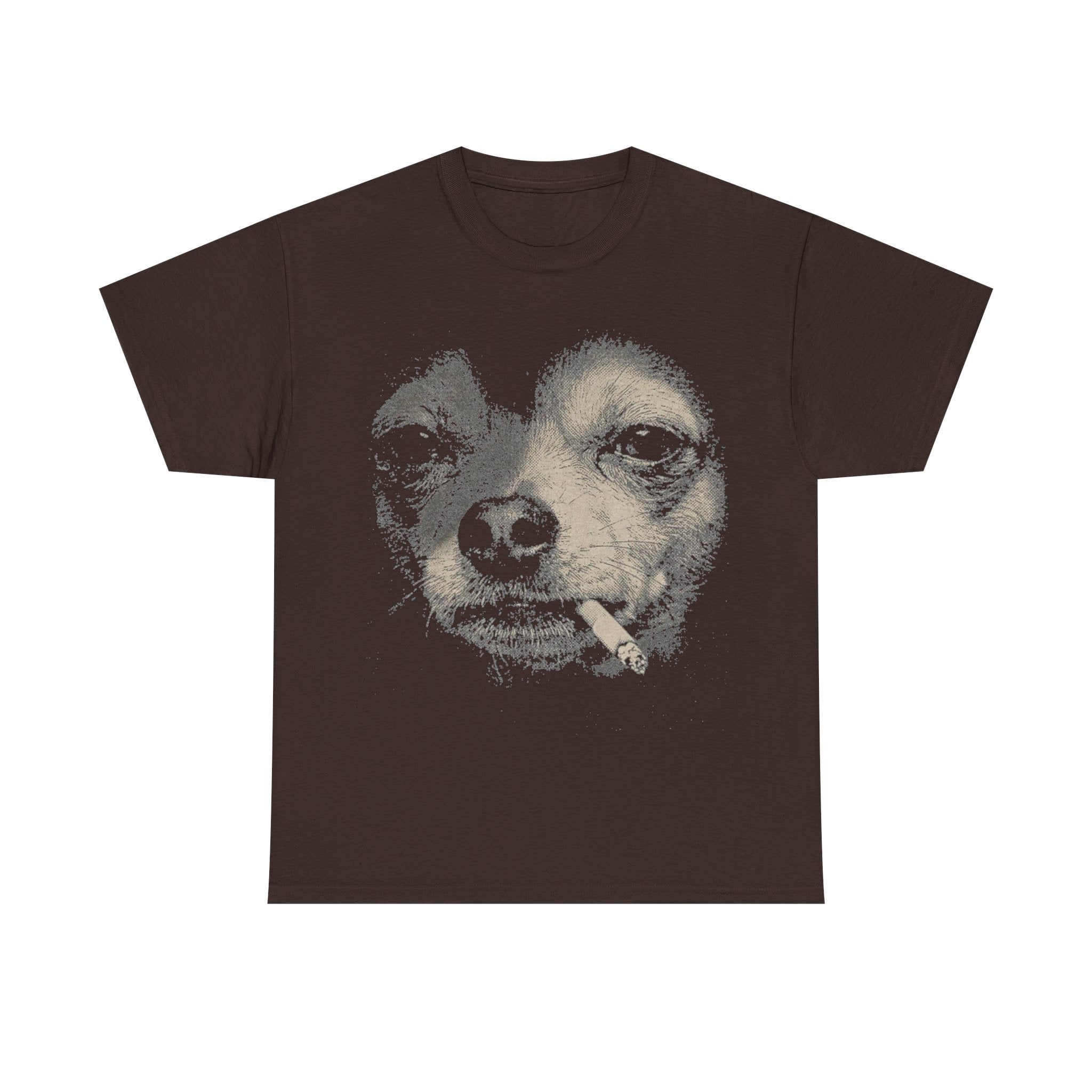 Funny Dog Smocking Graphic T-Shirt Vintage Meme Dog Shirt Retro Humor Streetwear Graphic Tee
